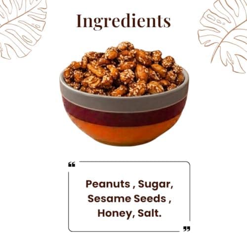 MODISON Caramelised Sesame Peanuts Indian Snacks Sweet Crunchy 400g thumbnail 5