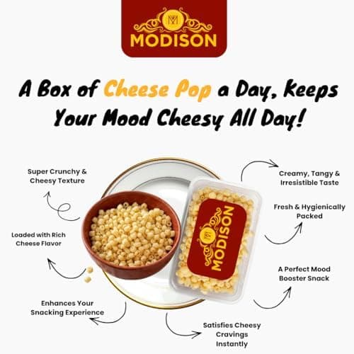 MODISON Cheese Pop Indian Snacks White Cheddar Puffs 180g thumbnail 7