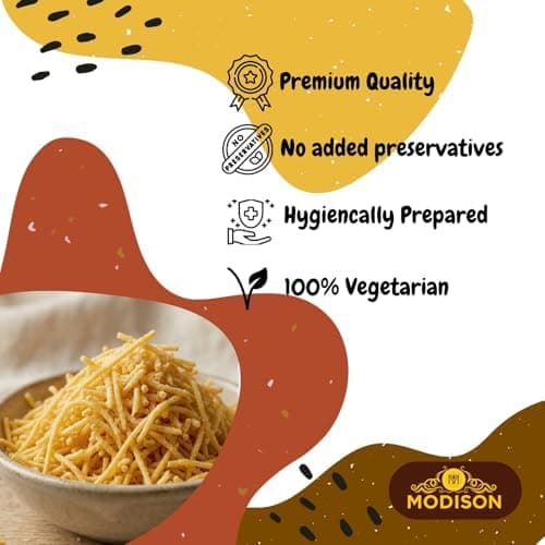 MODISON Potato Cheese Sev Indian Snacks Crispy Cheesy 180g thumbnail 6