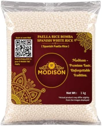 MODISON Spanish Bomba Rice Paella Rice Gluten Free Vegan 1kg thumbnail 1