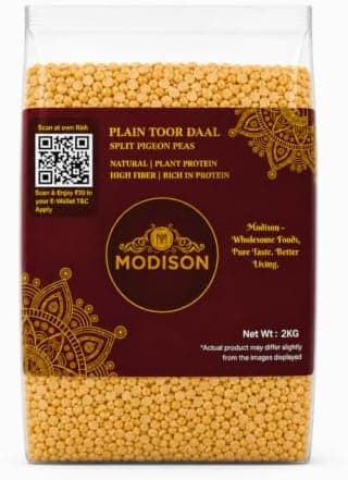 MODISON Plain Toor Daal Split Pigeon Peas High Fibre 2KG thumbnail 1