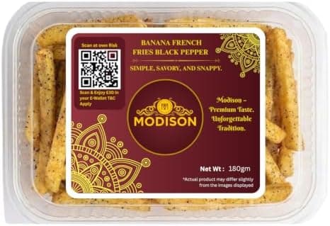 MODISON Banana French Fries Indian Snacks Black Pepper Kela 180g thumbnail 1
