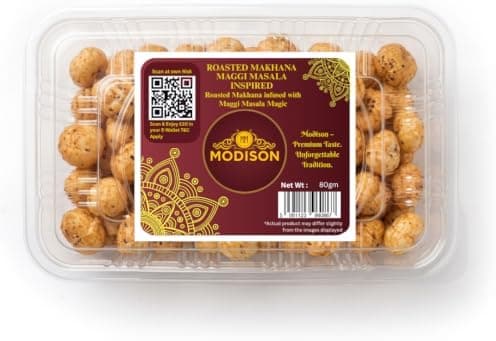 MODISON Roasted Makhana Healthy Snacks Masala Fox Nuts 80g thumbnail 1
