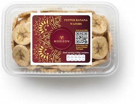 MODISON Pepper Banana Wafers Indian Snacks Black Pepper Crispy 180g