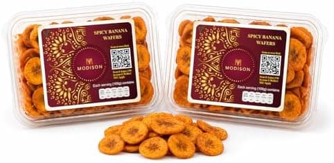 MODISON Spicy Banana Wafers Indian Snacks Crispy 360g thumbnail 1