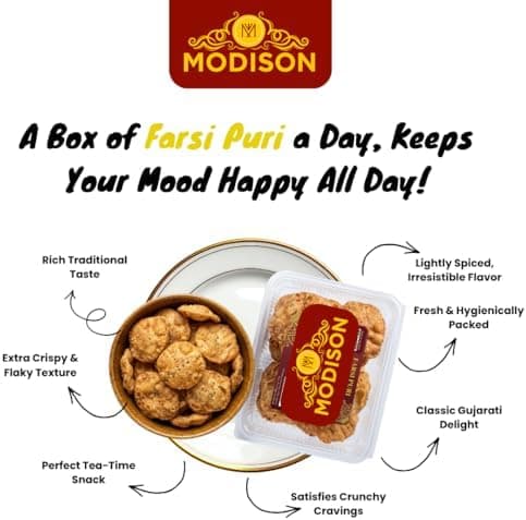 MODISON Farsi Puri Indian Snacks Jeera Crackers 180g thumbnail 4