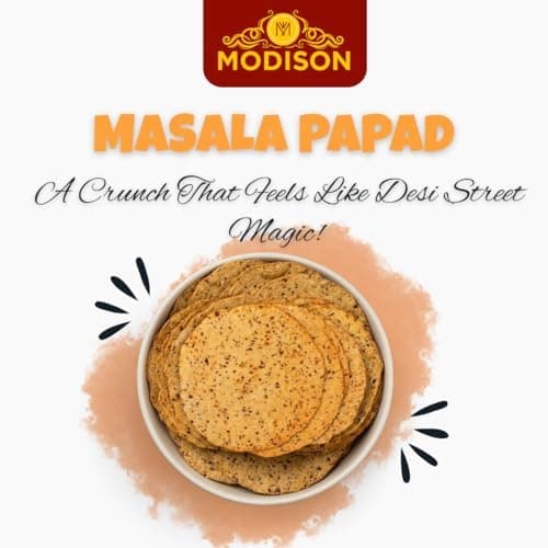 MODISON Masala Papad Indian Snacks Spicy Lentil Crackers 180g thumbnail 3