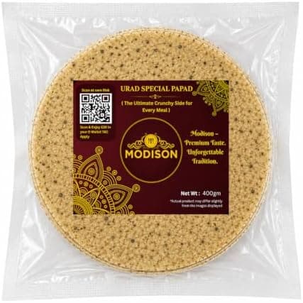 MODISON Urad Special Indian Papad Black Pepper Lentil Wafer 400g thumbnail 1