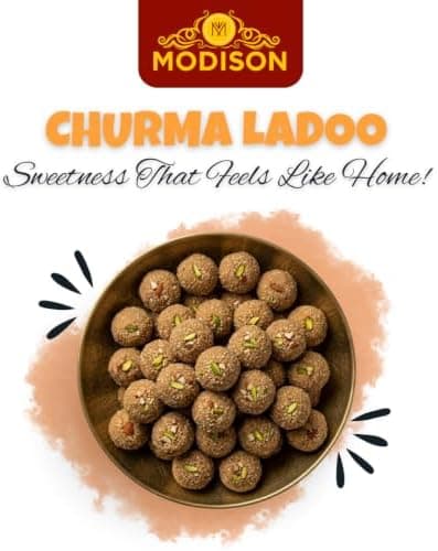 MODISON Churma Ladoo Indian Sweets Jaggery Mithai 2 Piece 80g thumbnail 4
