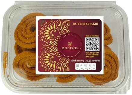 MODISON Butter Chakri Indian Snacks Crispy Gujarati 180g thumbnail 1