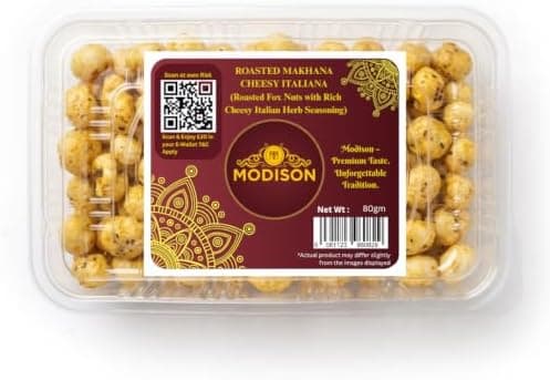 MODISON Roasted Makhana Healthy Snacks Cheesy Italiana 80g thumbnail 1