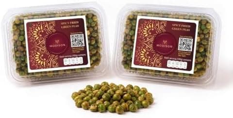 MODISON Spicy Fried Green Peas Indian Snacks Crunchy 180g thumbnail 1