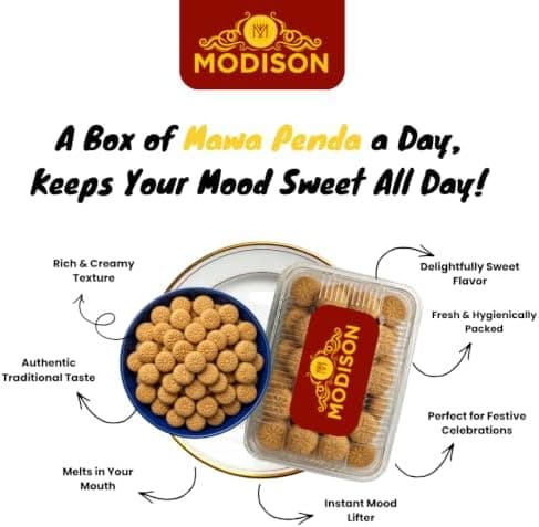 MODISON Mawa Penda Indian Sweets Milk Mithai 8 Piece 300g thumbnail 2