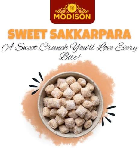 MODISON Sweet Sakkarpara Indian Sweets Crunchy Wheat Bites 180g thumbnail 3