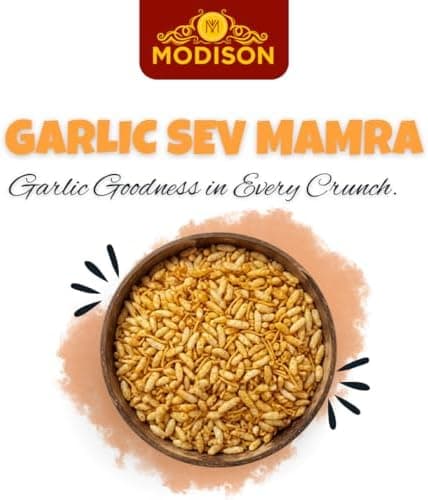 MODISON Garlic Sev Mamra Indian Snacks Roasted Rice Mix 180g thumbnail 3