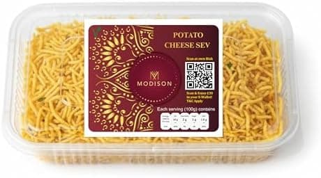 MODISON Potato Cheese Sev Indian Snacks Crispy Cheesy 180g thumbnail 1