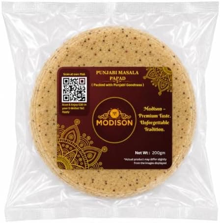 MODISON Punjabi Masala Indian Papad Spicy Lentil Wafer 200g thumbnail 1