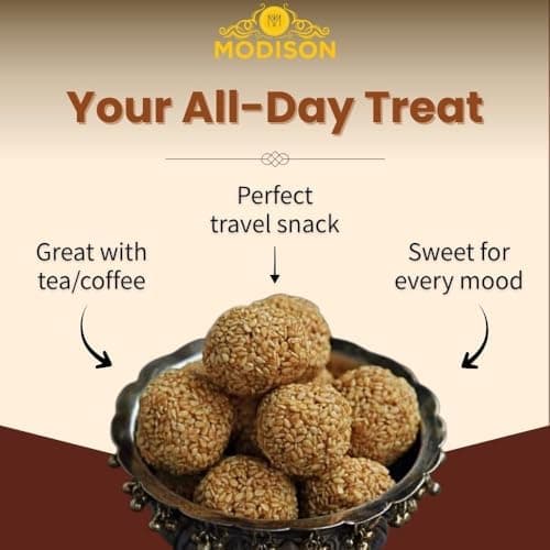 MODISON Til Laddu Indian Sweets Sesame Sweet Balls 360g thumbnail 3