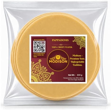 MODISON Plain Pappadoms Indian Papad Thin Crispy Wafer 300g thumbnail 1