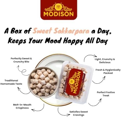 MODISON Sweet Sakkarpara Indian Sweets Crunchy Wheat Bites 180g thumbnail 7