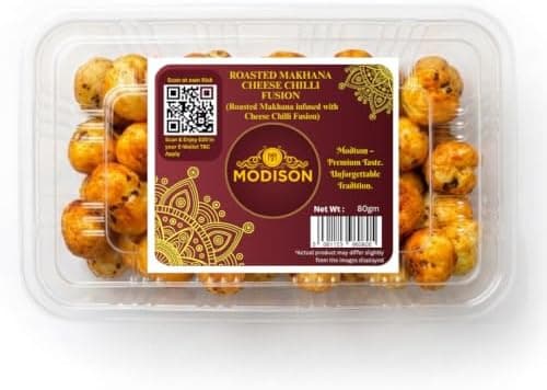MODISON Roasted Makhana Healthy Snacks Cheese Chilli Fusion 80g thumbnail 1