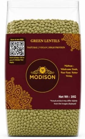 MODISON Green Lentils Whole Pulses High Fibre Protein 1KG thumbnail 1