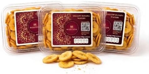 MODISON Yellow Banana Wafers Indian Snacks Crispy 540g thumbnail 1