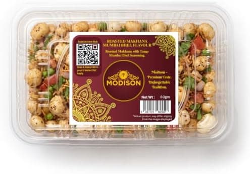 MODISON Roasted Makhana Healthy Snacks Mumbai Bhel Flavour 80g thumbnail 1