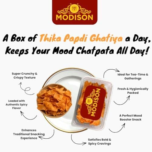 MODISON Tikha Papadi Ghatiya Indian Snacks Spicy Besan 180g thumbnail 6