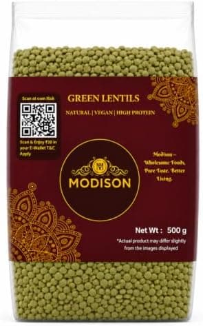 MODISON Green Lentils Whole Pulses High Fibre Protein 500G thumbnail 1
