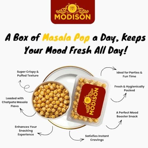 MODISON Masala Pop Indian Namkeen Crunchy Puffed Snack 180g thumbnail 3