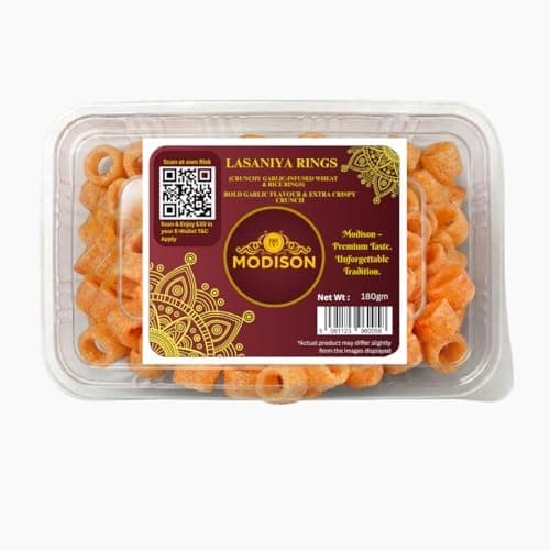 MODISON Lasaniya Ring Indian Namkeen Garlic Flavoured Snack 180g thumbnail 1