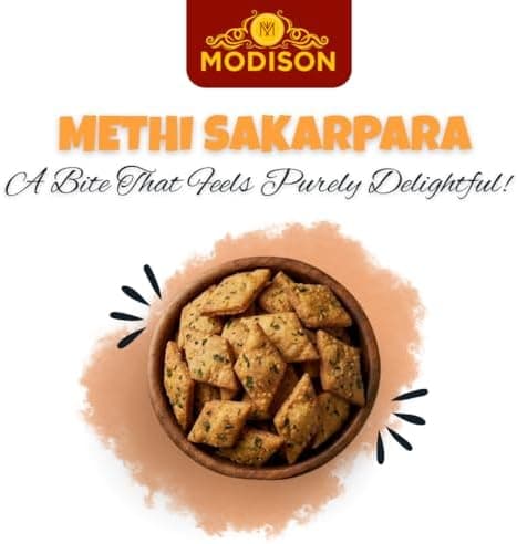MODISON Methi Sakkarpara Indian Snacks Crispy Fenugreek 180g thumbnail 3
