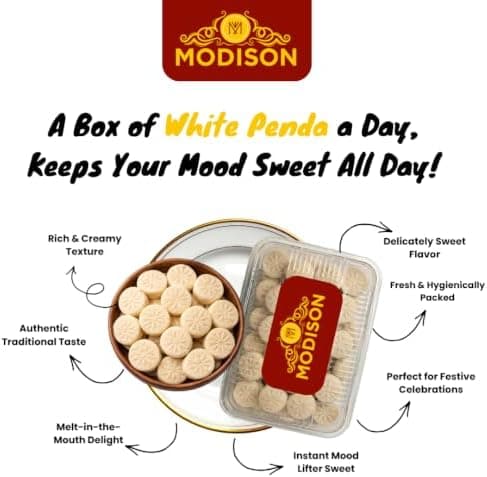 MODISON White Penda Indian Sweets Milk Mithai 8 Piece 200g thumbnail 2