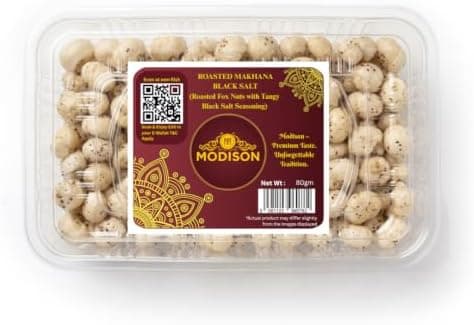 MODISON Roasted Makhana Healthy Snacks Black Salt 80g thumbnail 1