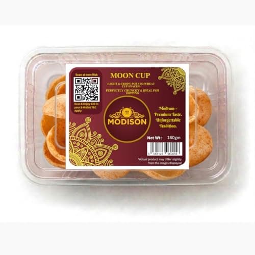 MODISON Moon Cup Indian Snacks Crispy Masala Puffs 180g thumbnail 1