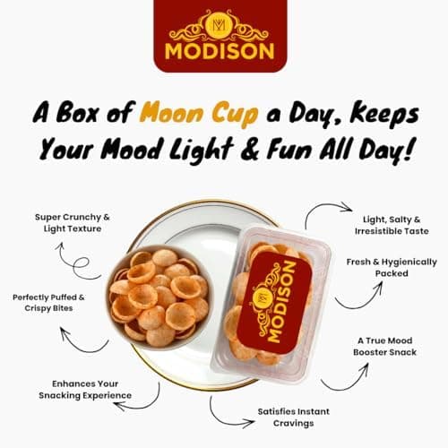 MODISON Moon Cup Indian Snacks Crispy Masala Puffs 180g thumbnail 7