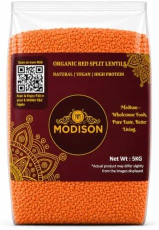 MODISON Red Split Lentils Masoor Dal High Fibre Protein 5KG thumbnail 1