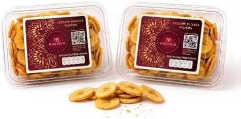 MODISON Yellow Banana Wafers Indian Snacks Crispy 360g thumbnail 1