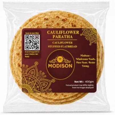 MODISON Cauliflower Paratha Traditional Indian Flatbread Frozen 400g thumbnail 1