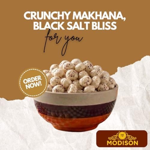 MODISON Roasted Makhana Healthy Snacks Black Salt 80g thumbnail 3