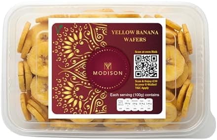 MODISON Yellow Banana Wafers Indian Snacks Crispy Chips 180g