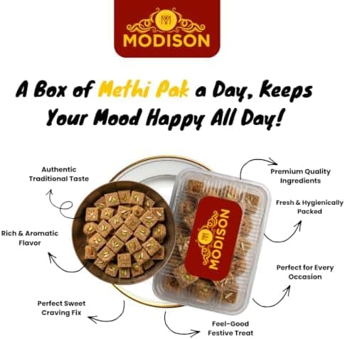 MODISON Methi Paak Indian Sweets Traditional Mithai 4 Piece thumbnail 2