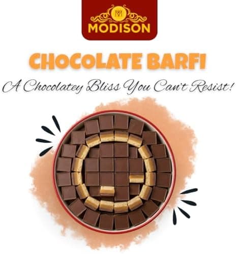MODISON Chocolate Barfi Indian Sweets Milk Mithai 8 Piece 370g thumbnail 4