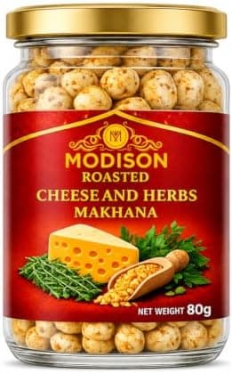 MODISON Roasted Makhana Healthy Snacks Cheese Herbs 80g thumbnail 1