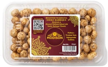 MODISON Roasted Makhana Healthy Snacks Smoky Barbeque Masala 80g thumbnail 1