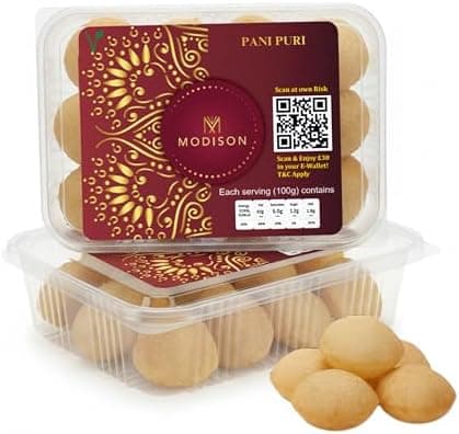 MODISON Pani Puri Indian Snacks Crispy Golgappa Shells 80pc