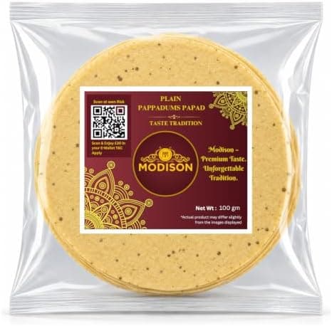 MODISON Madras Plain Pappadoms Indian Papad Crispy Wafer 300g thumbnail 1