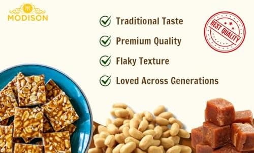 MODISON Peanut Chikki Indian Sweets Protein Brittle 180g thumbnail 6