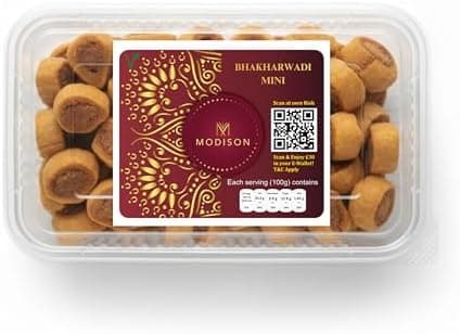 MODISON Bhakharwadi Mini Indian Snacks Spicy Wheat Rolls 180g thumbnail 1